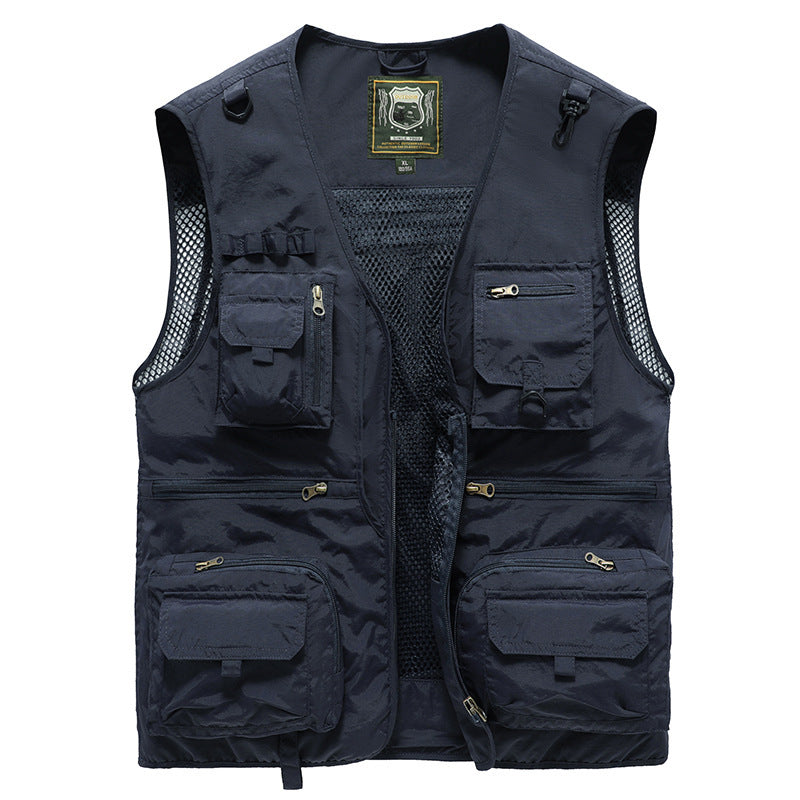 14 Pockets Summer New Men US Tactical Hiking Fishing Vest Mens Photographer Waistcoat Mesh Cargo Sleeveless Jacket Tool Vest - Lumina shop