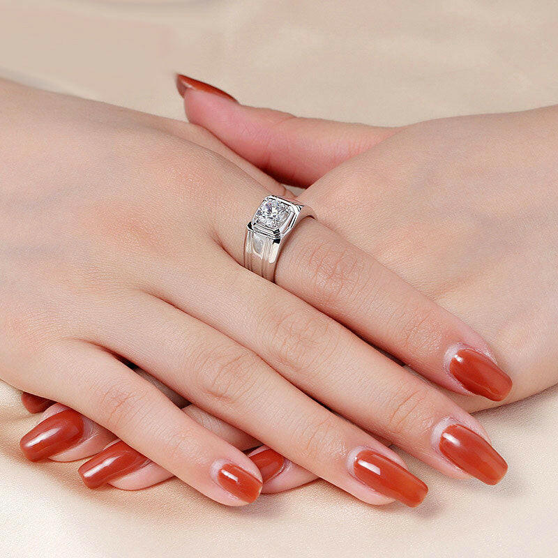 Sterling silver gold-plated mosaite ring - Lumina shop