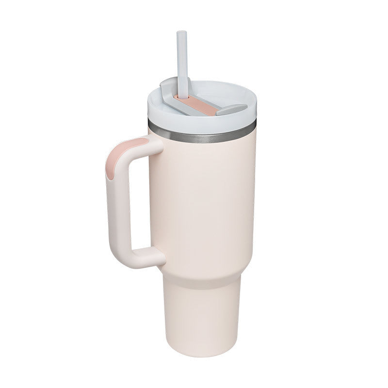 40 Oz Tumbler With Handle Straw Insulated, Stainless Steel Spill Proof Vacuum Coffee Cup Tumbler With Lid Tapered Mug - Lumina shop