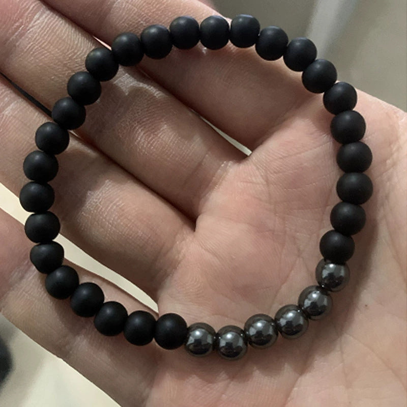 Micro-inlaid crown 6mm matte black plus copper bead bracelet copper inlaid zircon jewelry - Lumina shop