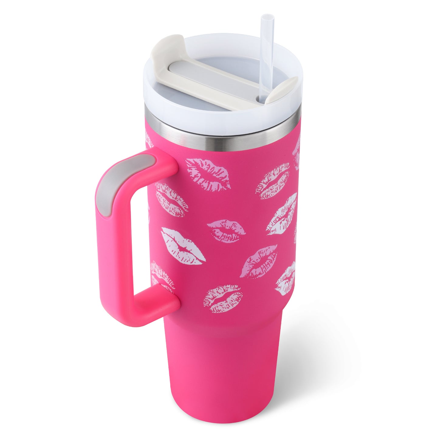 40 Oz Tumbler With Handle Straw Insulated, Stainless Steel Spill Proof Vacuum Coffee Cup Tumbler With Lid Tapered Mug - Lumina shop