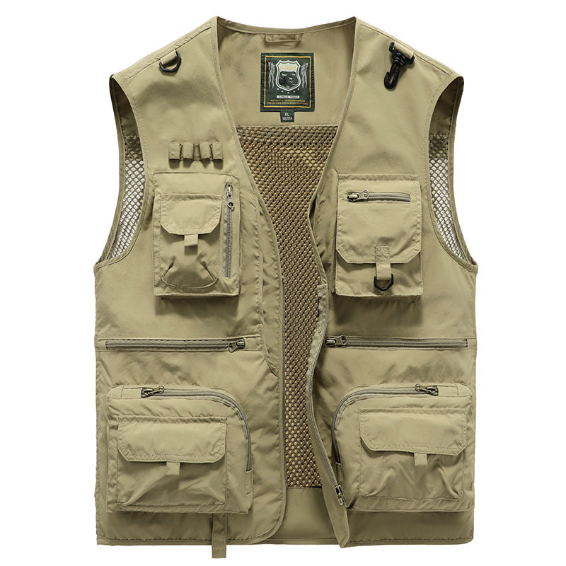 14 Pockets Summer New Men US Tactical Hiking Fishing Vest Mens Photographer Waistcoat Mesh Cargo Sleeveless Jacket Tool Vest - Lumina shop