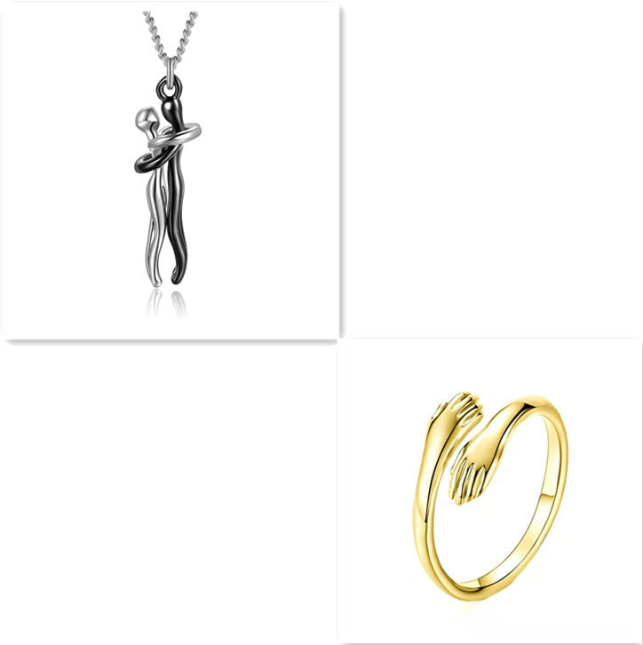 Love Hug Necklace Unisex Men Women Couple Jewelry Simple Temperament Clavicle Chain Valentines Day Lover Gift - Lumina shop