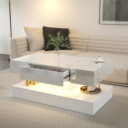 6.93IN High LED Coffee Table,Modern Coffee Table For Large Living Room Furniture,LED Lights - Lumina shop