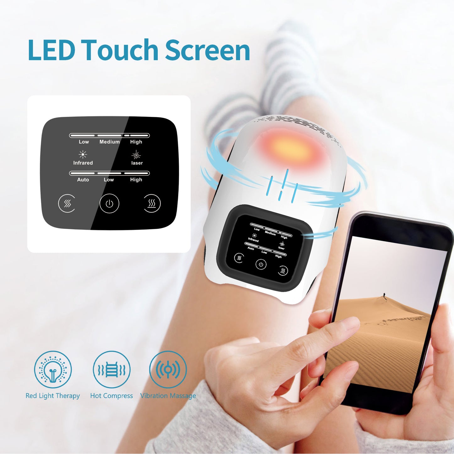 Intelligent Home Use Electric Intelligent Kneading Heating Knee Massager Rechargeable Pain Relief Infrared Laser Vibration Knee Massager - Lumina shop