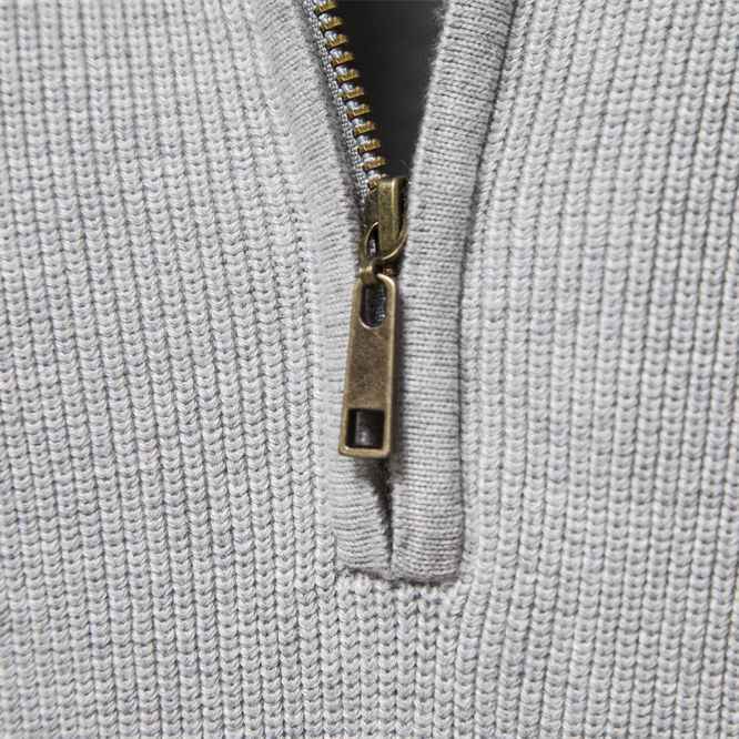 Men's Zipper Stand Collar Knitted Sweater Fashion Slim Solid Color Long Sleeve Half Turtleneck Top Men's Clothing