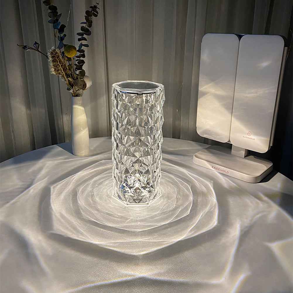 Nordic Crystal Lamp USB Table Lamps Diamond Night Light Rose Projector Lamp Decor