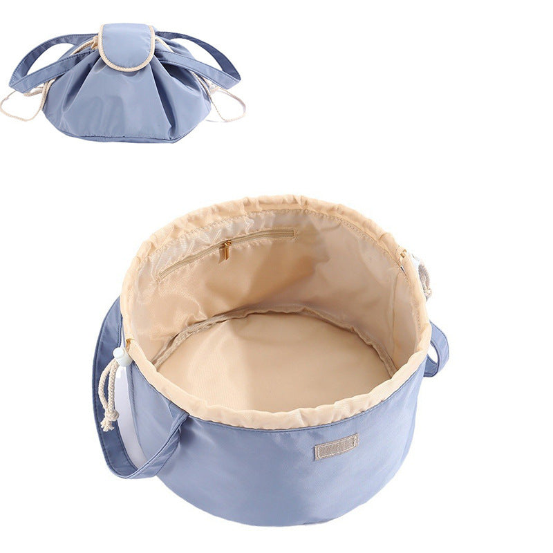 Barrel Drawstring Makeup Bag Large Capacity Women's Cosmetic Bag Toiletries Organizer Pouch Lady Travel Storage Case - Lumina shop