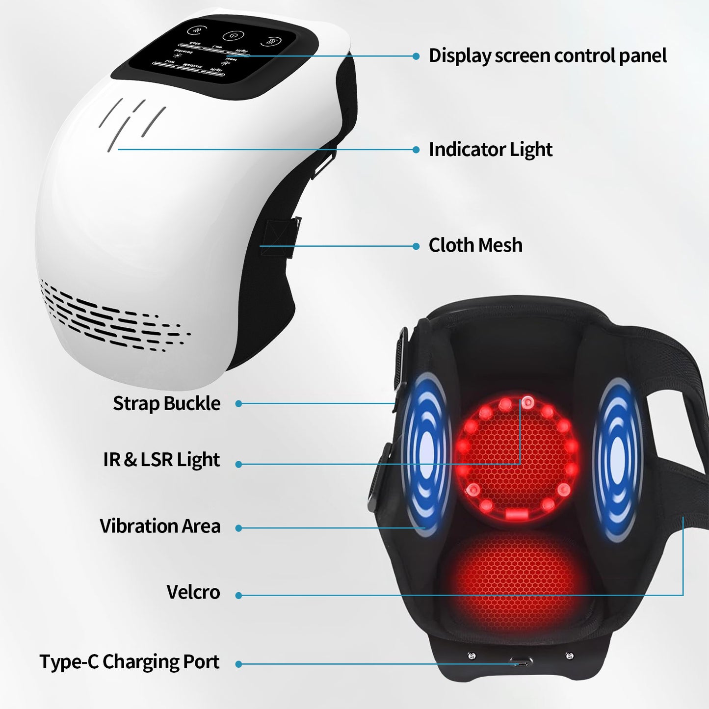 Intelligent Home Use Electric Intelligent Kneading Heating Knee Massager Rechargeable Pain Relief Infrared Laser Vibration Knee Massager - Lumina shop