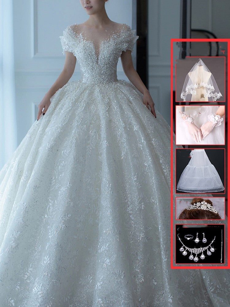 Off Shoulder French Main Wedding Dress - Lumina shop