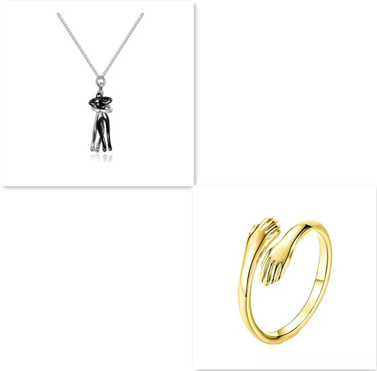 Love Hug Necklace Unisex Men Women Couple Jewelry Simple Temperament Clavicle Chain Valentines Day Lover Gift - Lumina shop