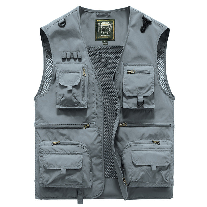 14 Pockets Summer New Men US Tactical Hiking Fishing Vest Mens Photographer Waistcoat Mesh Cargo Sleeveless Jacket Tool Vest - Lumina shop