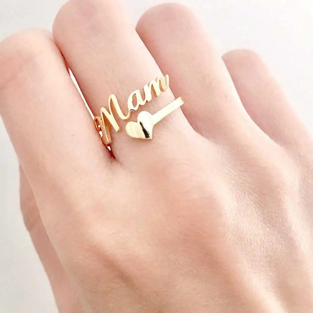Customized Name Men Women Personalized Love Heart Fashion Stainless Steel Ring