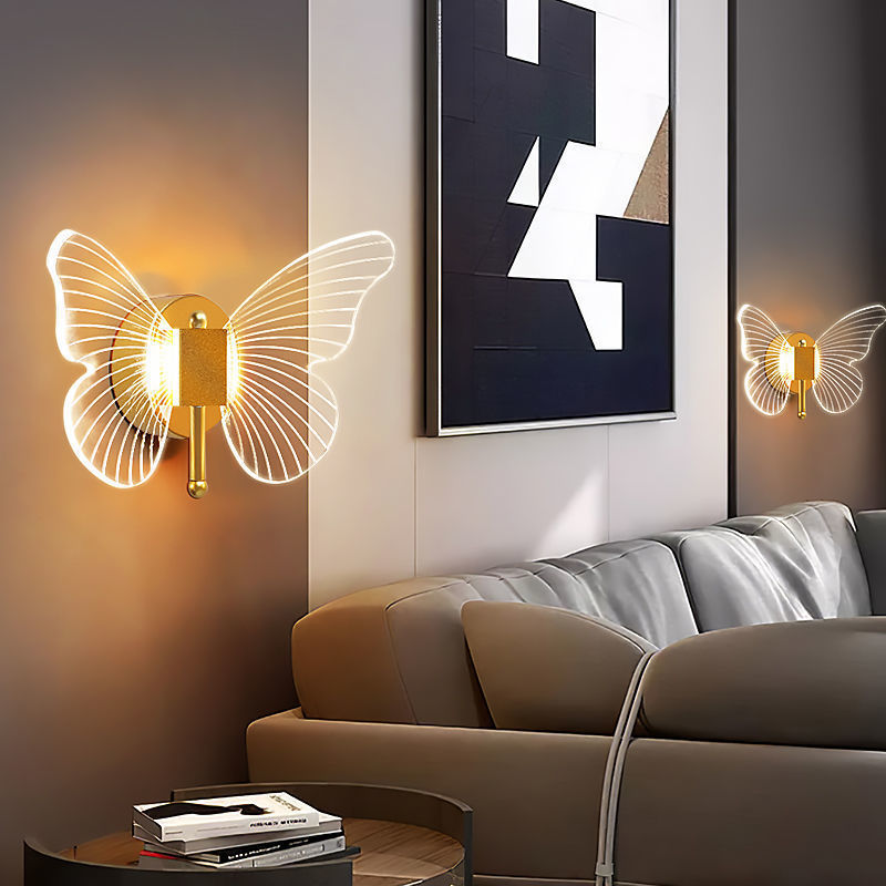 Butterfly Wall Lamp Light Luxury Bedside Warm Decoration - Lumina shop