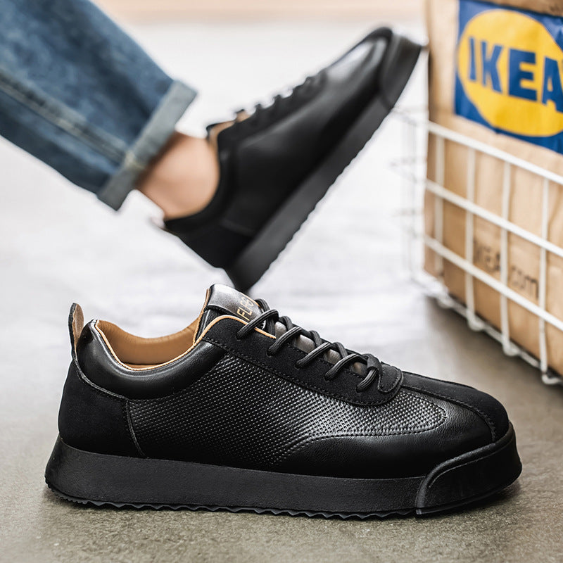 Black Work Casual Leather Shoes Low-cut - Lumina shop