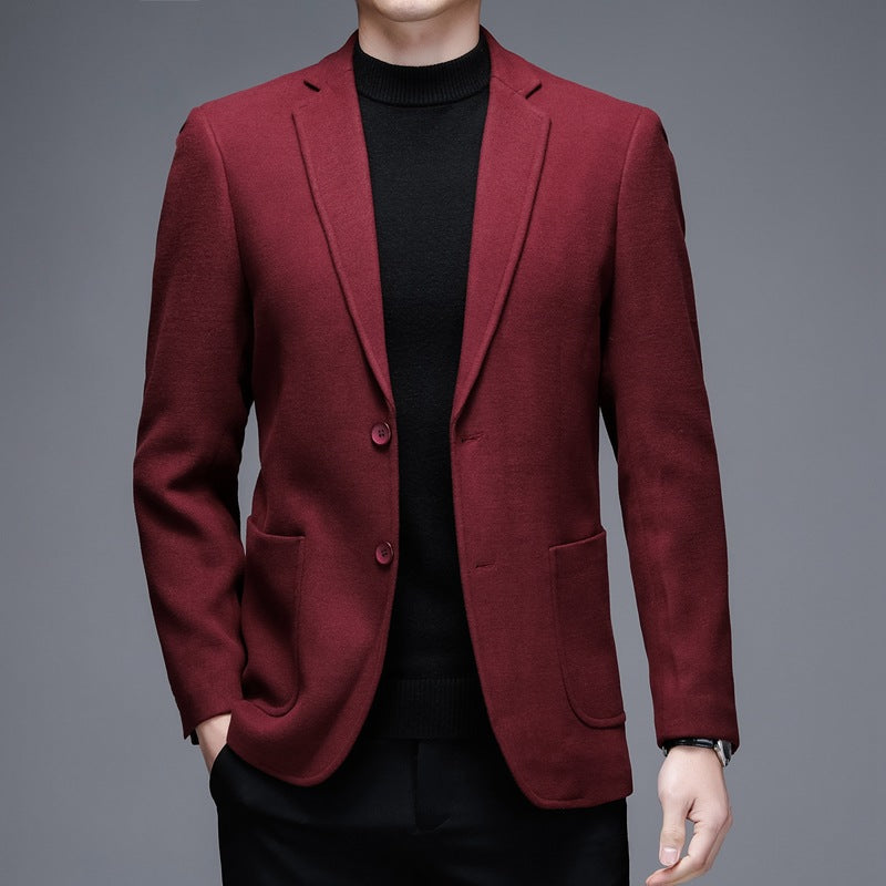 Men's Solid Color Casual Woolen Suit Thick Warm Jacket - Lumina shop