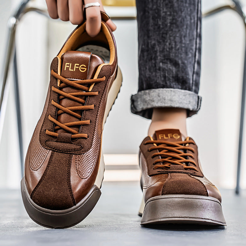 Black Work Casual Leather Shoes Low-cut - Lumina shop