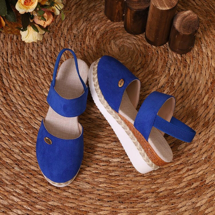 Hemp Rope Wedges Sandals Summer Lightweight Braided Closed Toe Elastic Band Shoes For Women - Lumina shop