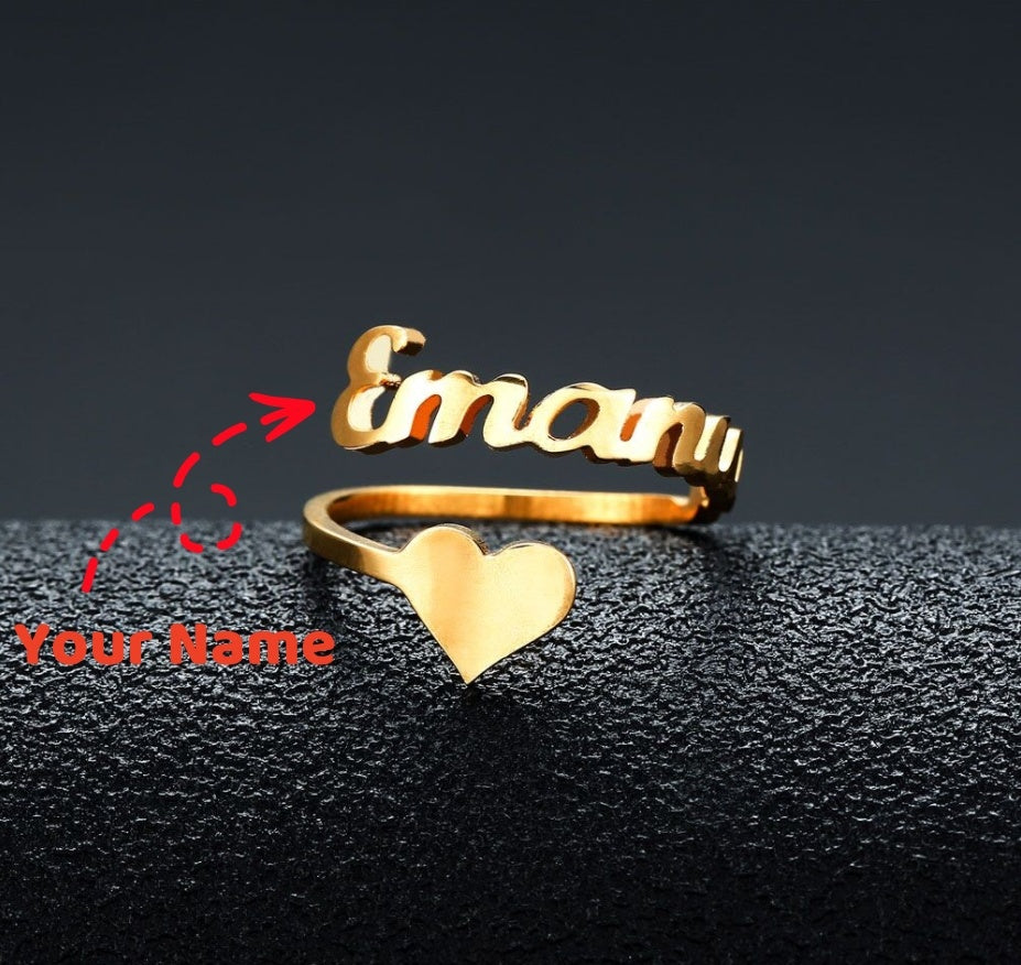 Customized Name Men Women Personalized Love Heart Fashion Stainless Steel Ring