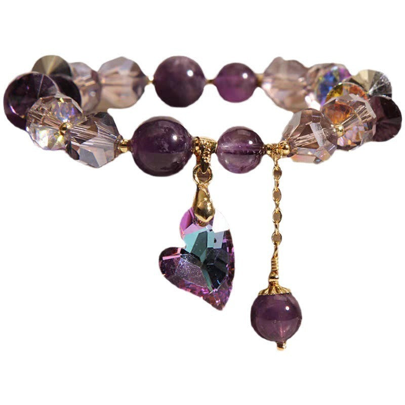 Purple Heart Crystal Bracelet Fashion Elegant Natural Amethyst Jewelry - Lumina shop