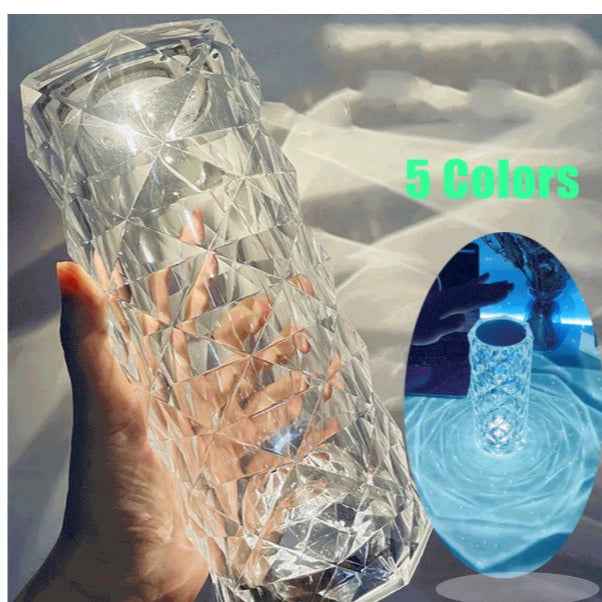 Nordic Crystal Lamp USB Table Lamps Diamond Night Light Rose Projector Lamp Decor
