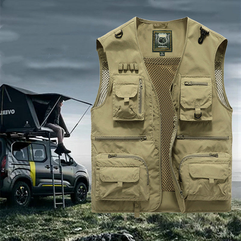14 Pockets Summer New Men US Tactical Hiking Fishing Vest Mens Photographer Waistcoat Mesh Cargo Sleeveless Jacket Tool Vest - Lumina shop