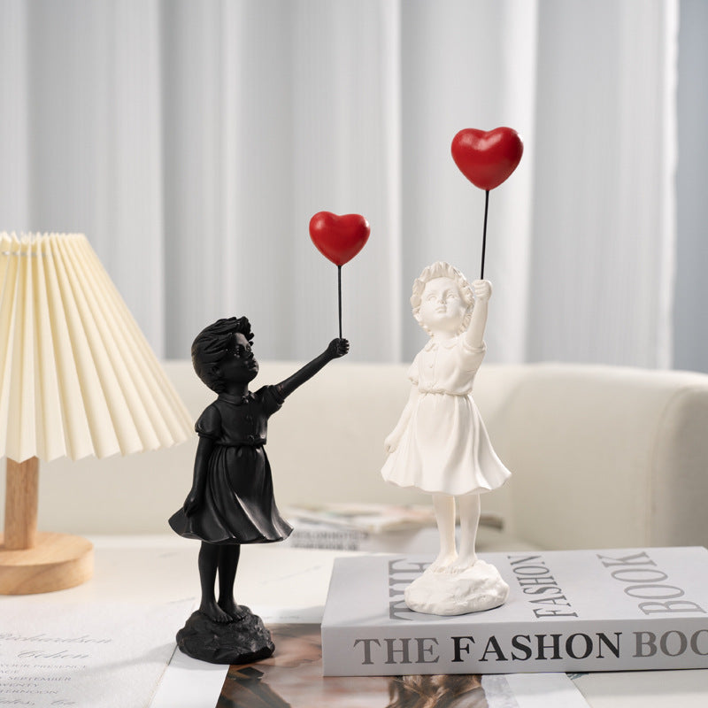 Little Girl With Balloon Art Sculpture Living Room Decorations Decoration Resin - Lumina shop