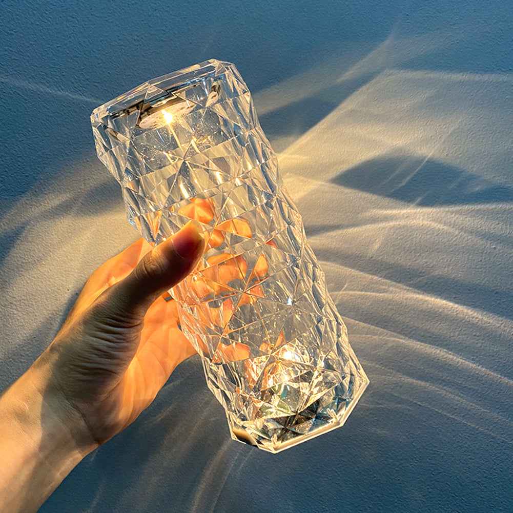 Nordic Crystal Lamp USB Table Lamps Diamond Night Light Rose Projector Lamp Decor