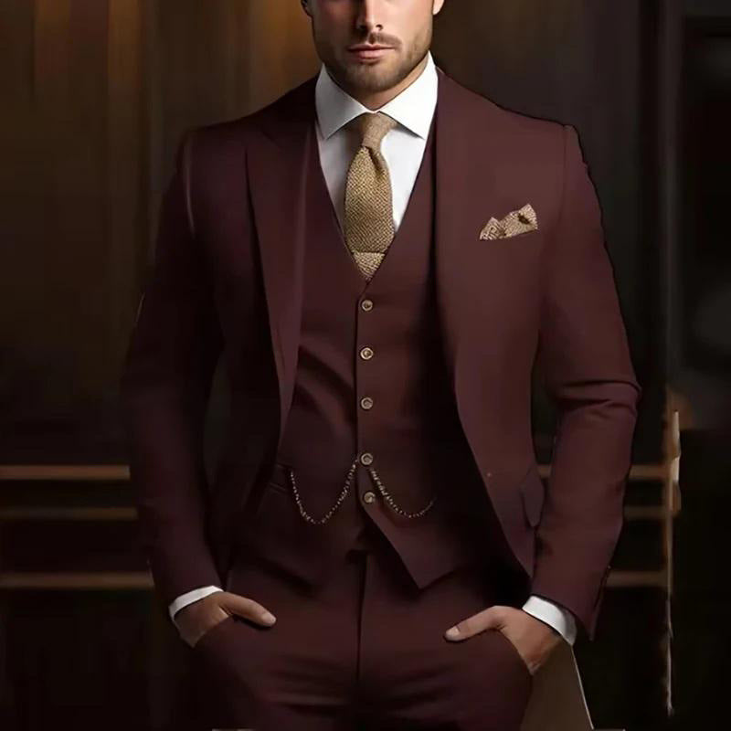 Men's High-grade Gentleman Temperament Slim Suit Three-piece Suit