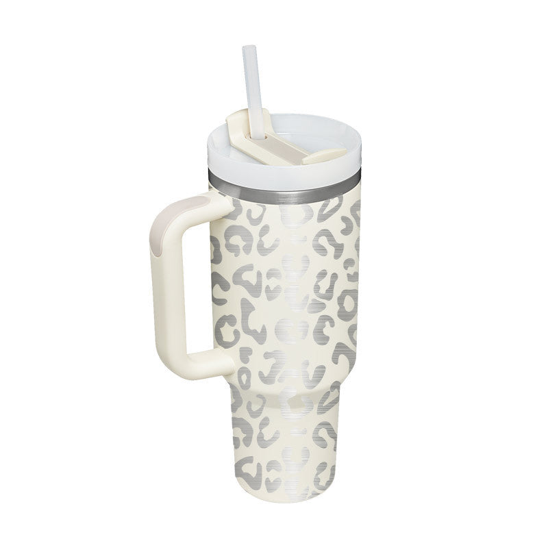 40 Oz Tumbler With Handle Straw Insulated, Stainless Steel Spill Proof Vacuum Coffee Cup Tumbler With Lid Tapered Mug - Lumina shop