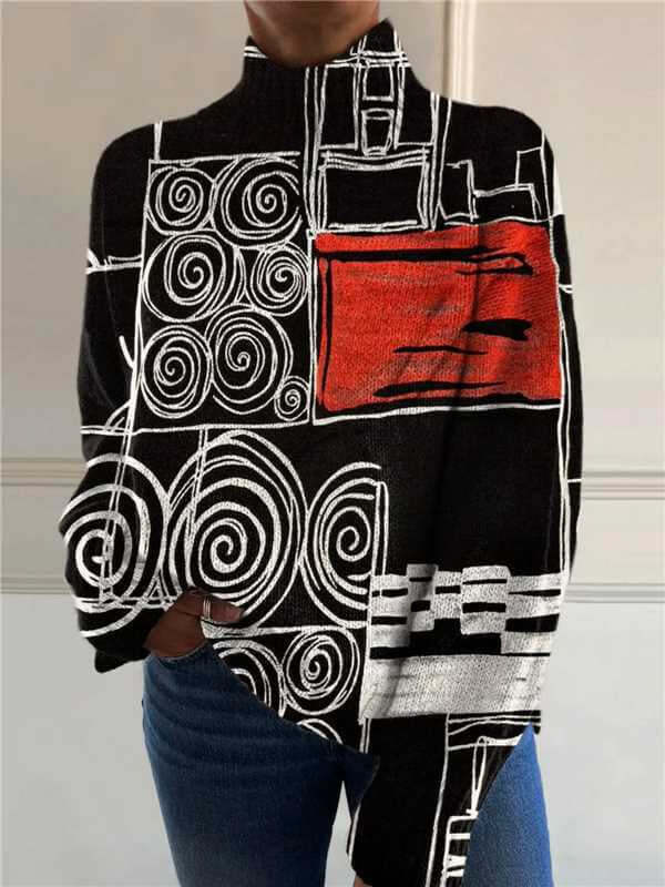 Women's Christmas Turtleneck Sweater Printed
