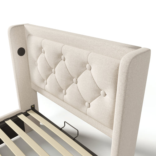 Aufbewahrungsbett aus Baumwolle – Bequemes, modernes Bett mit Stauraum & weichem Baumwollbezug | Luminashop