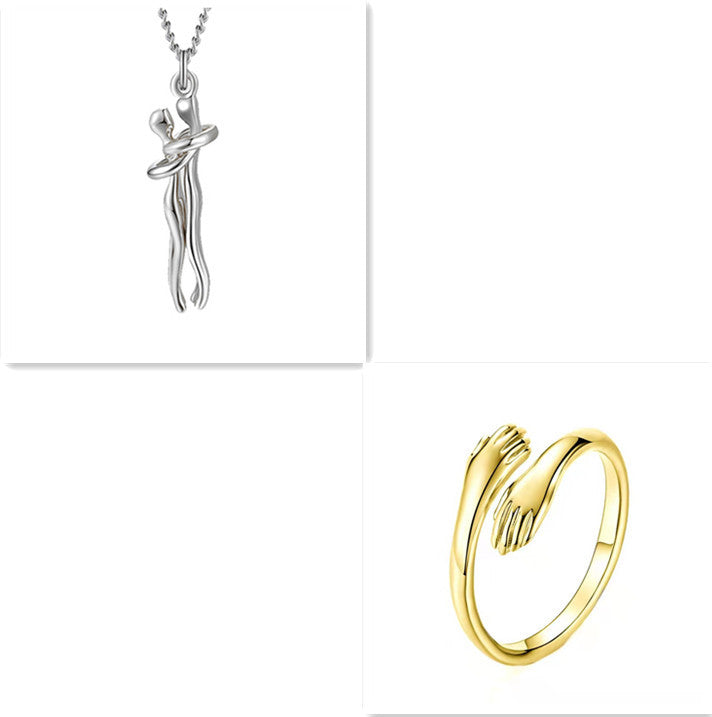 Love Hug Necklace Unisex Men Women Couple Jewelry Simple Temperament Clavicle Chain Valentines Day Lover Gift - Lumina shop