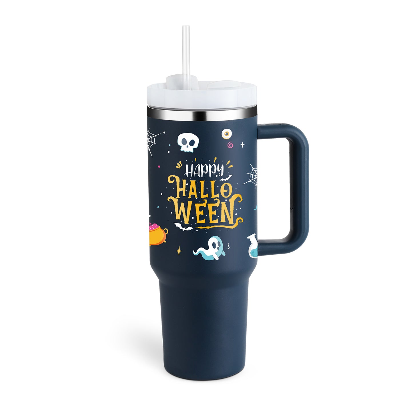 40 Oz Tumbler With Handle Straw Insulated, Stainless Steel Spill Proof Vacuum Coffee Cup Tumbler With Lid Tapered Mug - Lumina shop