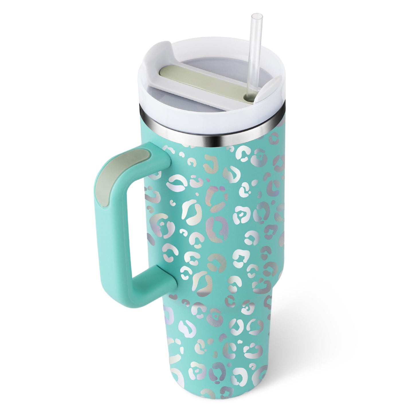 40 Oz Tumbler With Handle Straw Insulated, Stainless Steel Spill Proof Vacuum Coffee Cup Tumbler With Lid Tapered Mug - Lumina shop