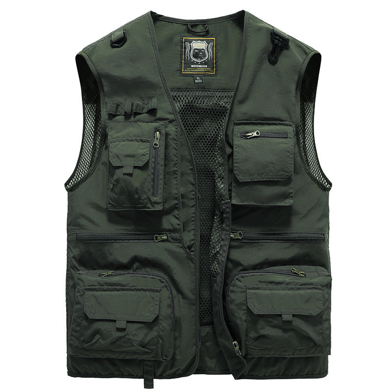 14 Pockets Summer New Men US Tactical Hiking Fishing Vest Mens Photographer Waistcoat Mesh Cargo Sleeveless Jacket Tool Vest - Lumina shop