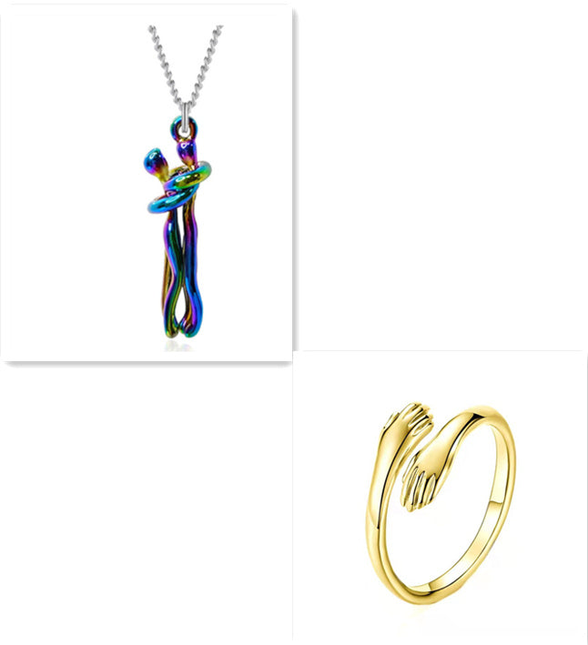 Love Hug Necklace Unisex Men Women Couple Jewelry Simple Temperament Clavicle Chain Valentines Day Lover Gift - Lumina shop