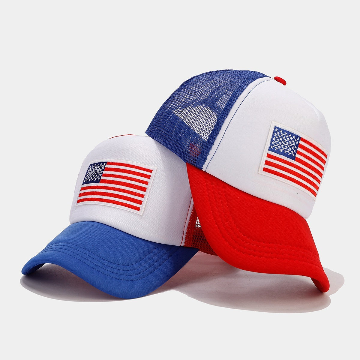 Red And Blue Contrast Mesh Breathable Space Cotton Baseball Cap - Lumina shop