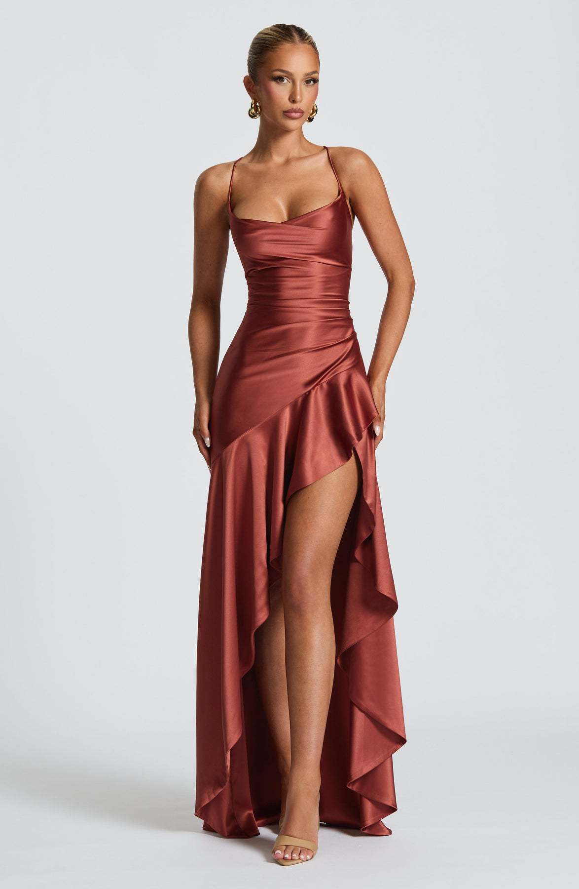Women's Backless Ruffles Maxi Dress - Irregular Fashion Evening Party Club Split Maxi Dresses - My Store