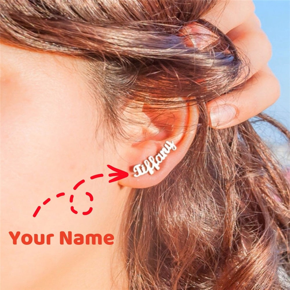 Custom Name Stud Earrings For Women Girl Stainless Steel Jewelry Personalized Nameplate Earrings Daily Wearing Accessories - Lumina shop