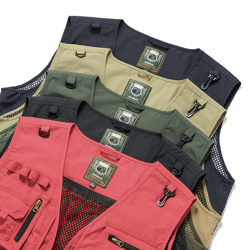 14 Pockets Summer New Men US Tactical Hiking Fishing Vest Mens Photographer Waistcoat Mesh Cargo Sleeveless Jacket Tool Vest - Lumina shop