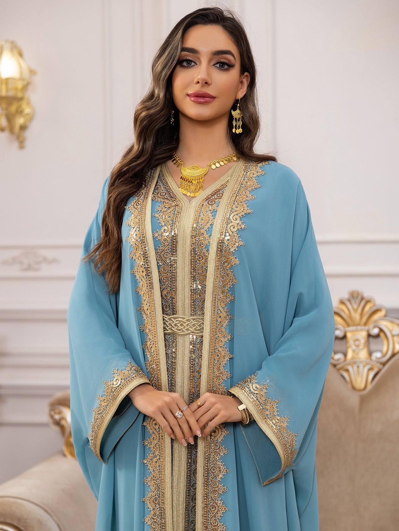 Muslim Dress Middle East with Belt – Elegant & Modest Traditional Wear | Luminashop