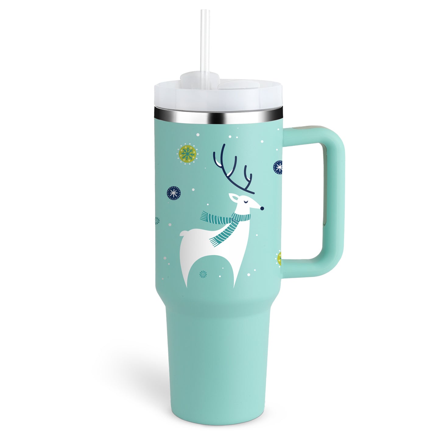 40 Oz Tumbler With Handle Straw Insulated, Stainless Steel Spill Proof Vacuum Coffee Cup Tumbler With Lid Tapered Mug - Lumina shop