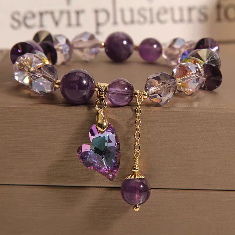 Purple Heart Crystal Bracelet Fashion Elegant Natural Amethyst Jewelry - Lumina shop