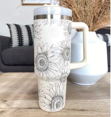 40 Oz Tumbler With Handle Straw Insulated, Stainless Steel Spill Proof Vacuum Coffee Cup Tumbler With Lid Tapered Mug - My Store