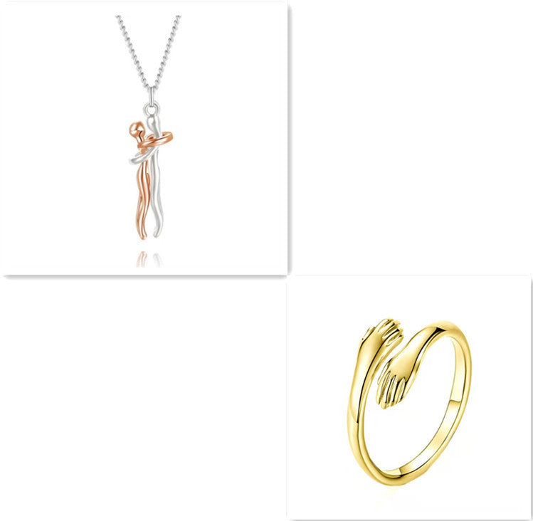 Love Hug Necklace Unisex Men Women Couple Jewelry Simple Temperament Clavicle Chain Valentines Day Lover Gift - Lumina shop