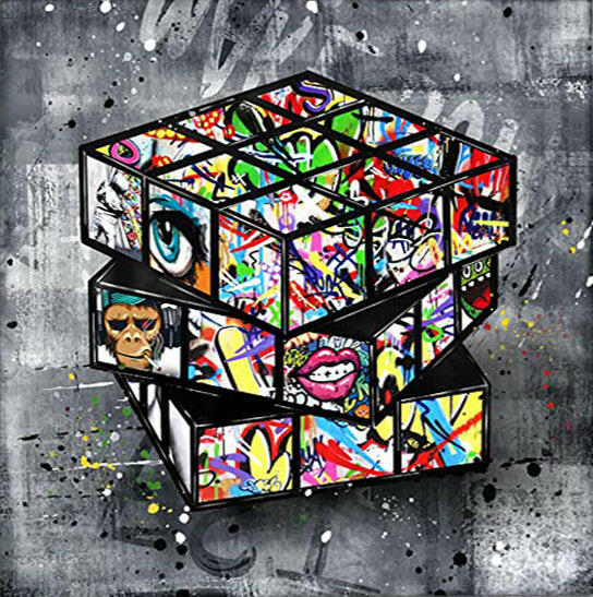 Banksy Graffiti Rubik's Cube Canvas Painting Wall - Lumina shop