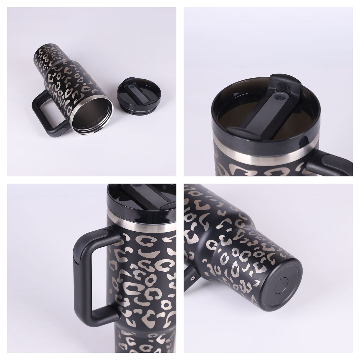 40 Oz Tumbler With Handle Straw Insulated, Stainless Steel Spill Proof Vacuum Coffee Cup Tumbler With Lid Tapered Mug - Lumina shop