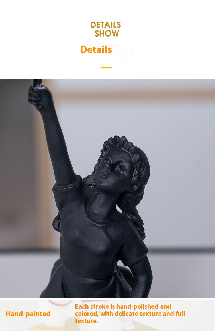 Little Girl Balloon Sculpture - Resin Art Decoration for Living Room