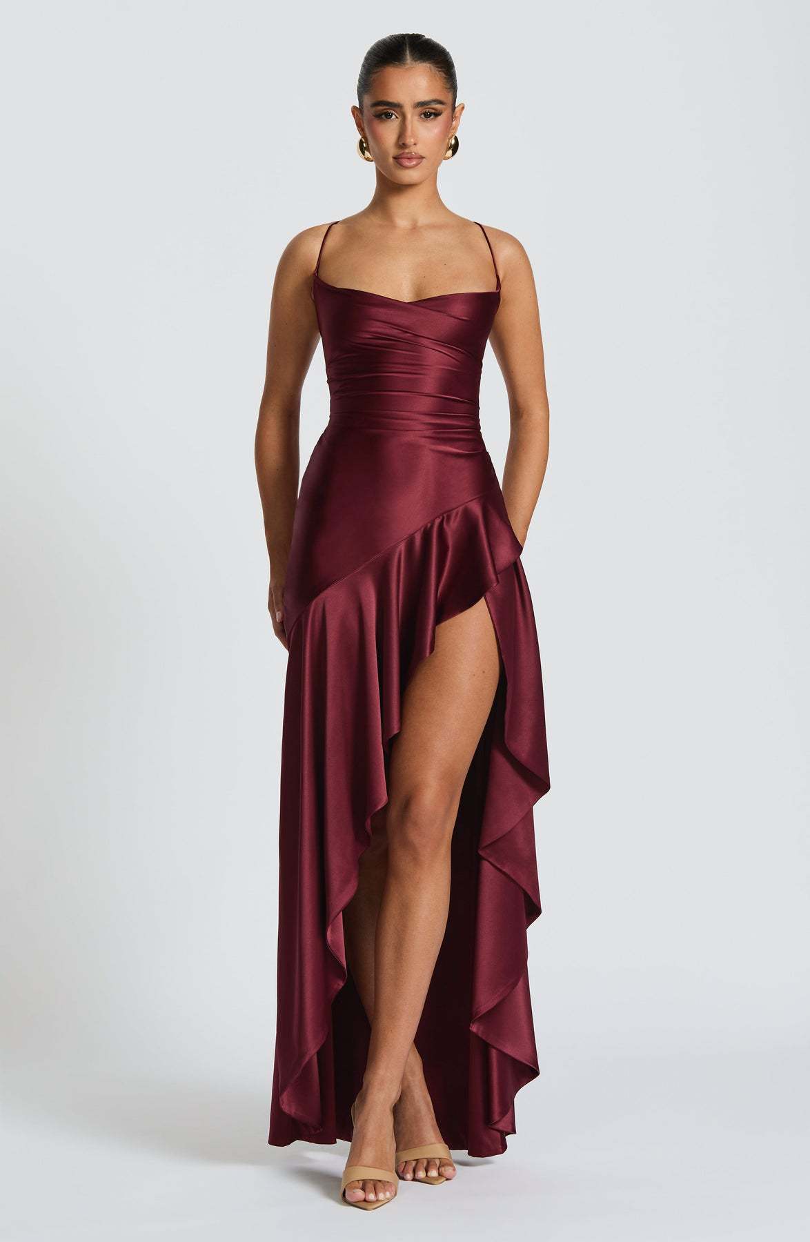 Women's Backless Ruffles Maxi Dress - Irregular Fashion Evening Party Club Split Maxi Dresses - My Store